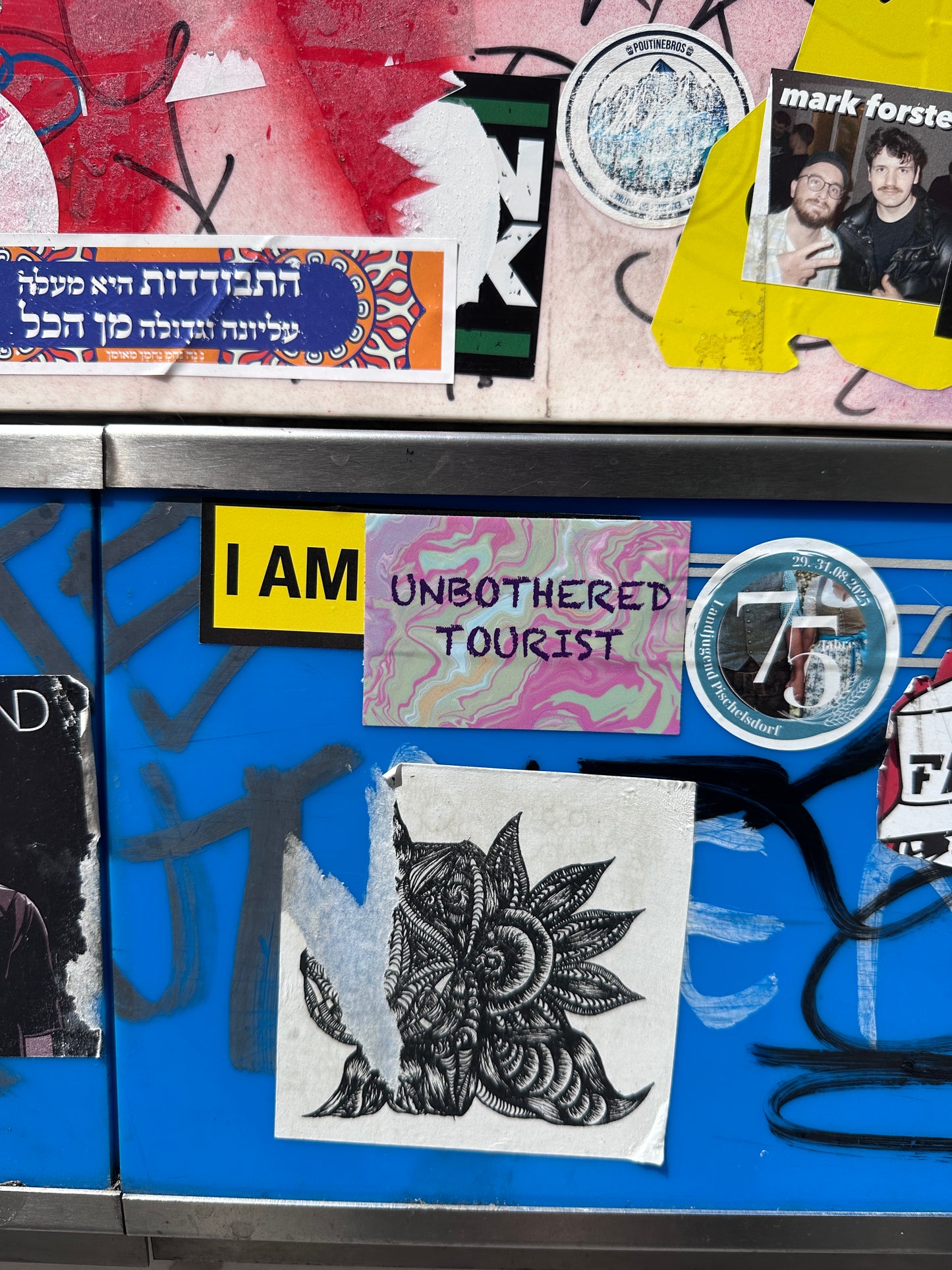 Unbothered Tourist sticker (5 pack)